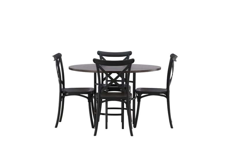 Copenhagen Matgrupp 115 cm Rund med 4 Crosett stolar - Svart - Möbler - Bord & matgrupp - Matgrupp
