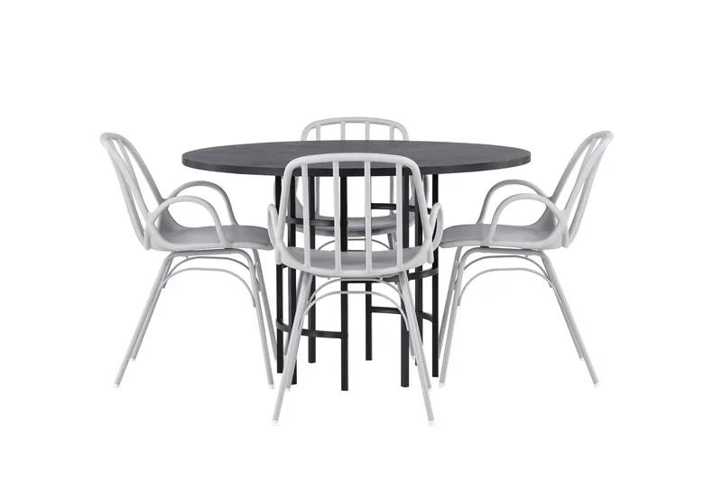 Copenhagen Matgrupp 115 cm Rund med 4 Dyrön stolar - Svart - Möbler - Bord & matgrupp - Matgrupp