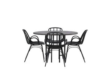 Copenhagen Matgrupp 115 cm Rund med 4 Dyrön stolar - Svart - Möbler - Bord & matgrupp - Matgrupp