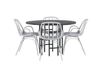 Copenhagen Matgrupp 115 cm Rund med 4 Dyrön stolar - Svart - Möbler - Bord & matgrupp - Matgrupp