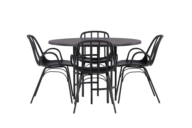 Copenhagen Matgrupp 115 cm Rund med 4 Dyrön stolar - Svart - Möbler - Bord & matgrupp - Matgrupp