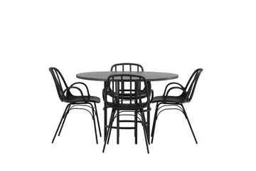 Copenhagen Matgrupp 115 cm Rund med 4 Dyrön stolar - Svart - Möbler - Bord & matgrupp - Matgrupp