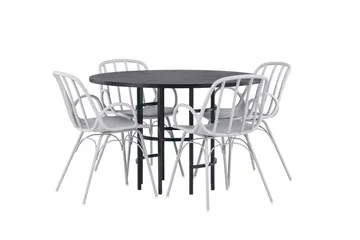 Copenhagen Matgrupp 115 cm Rund med 4 Dyrön stolar - Svart - Möbler - Bord & matgrupp - Matgrupp