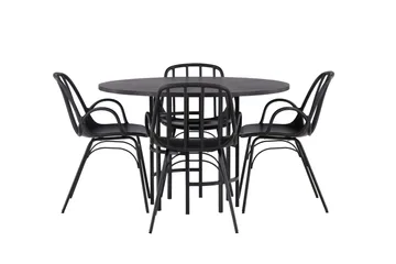 Copenhagen Matgrupp 115 cm Rund med 4 Dyrön stolar - Svart - Möbler - Bord & matgrupp - Matgrupp