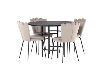 Copenhagen Matgrupp 115 cm Rund med 4 Limhamn stolar - Beige - Möbler - Bord & matgrupp - Matgrupp