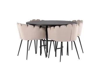 Copenhagen Matgrupp 115 cm Rund med 4 Limhamn stolar - Beige - Möbler - Bord & matgrupp - Matgrupp