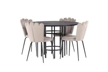 Copenhagen Matgrupp 115 cm Rund med 4 Limhamn stolar - Beige - Möbler - Bord & matgrupp - Matgrupp