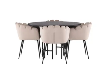 Copenhagen Matgrupp 115 cm Rund med 4 Limhamn stolar - Beige - Möbler - Bord & matgrupp - Matgrupp