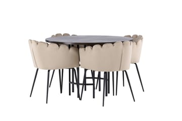 Copenhagen Matgrupp 115 cm Rund med 4 Limhamn stolar - Beige - Möbler - Bord & matgrupp - Matgrupp