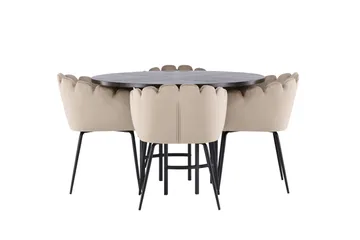Copenhagen Matgrupp 115 cm Rund med 4 Limhamn stolar - Beige - Möbler - Bord & matgrupp - Matgrupp