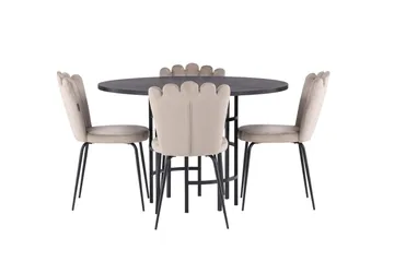 Copenhagen Matgrupp 115 cm Rund med 4 Limhamn stolar - Beige - Möbler - Bord & matgrupp - Matgrupp
