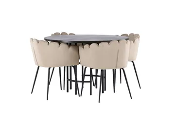 Copenhagen Matgrupp 115 cm Rund med 4 Limhamn stolar - Beige - Möbler - Bord & matgrupp - Matgrupp