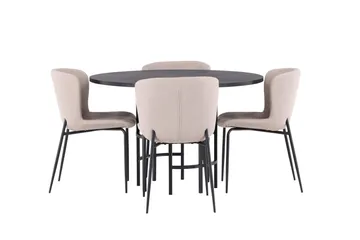 Copenhagen Matgrupp 115 cm Rund med 4 Modesto stolar - Svart - Möbler - Bord & matgrupp - Matgrupp