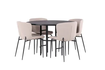 Copenhagen Matgrupp 115 cm Rund med 4 Modesto stolar - Svart - Möbler - Bord & matgrupp - Matgrupp