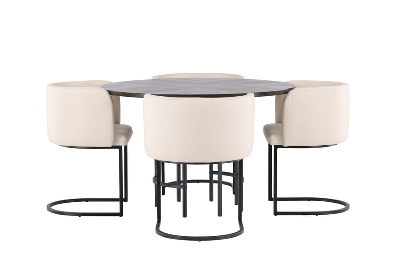 Copenhagen Matgrupp 115 cm Rund med 4 Simrishman stolar - Beige - Möbler - Bord & matgrupp - Matgrupp