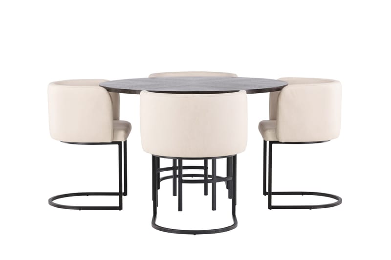 Copenhagen Matgrupp 115 cm Rund med 4 Simrishman stolar - Beige - Möbler - Bord & matgrupp - Matgrupp