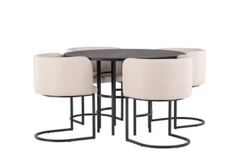 Copenhagen Matgrupp 115 cm Rund med 4 Simrishman stolar - Beige - Möbler - Bord & matgrupp - Matgrupp