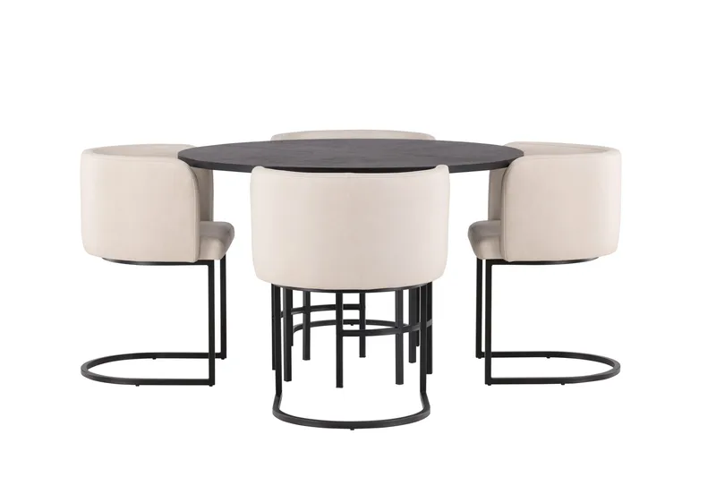 Copenhagen Matgrupp 115 cm Rund med 4 Simrishman stolar - Beige - Möbler - Bord & matgrupp - Matgrupp