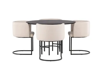 Copenhagen Matgrupp 115 cm Rund med 4 Simrishman stolar - Beige - Möbler - Bord & matgrupp - Matgrupp