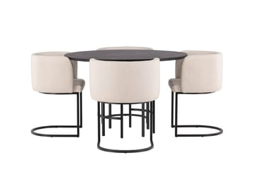 Copenhagen Matgrupp 115 cm Rund med 4 Simrishman stolar - Beige - Möbler - Bord & matgrupp - Matgrupp