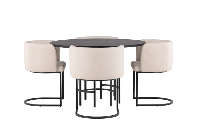 Copenhagen Matgrupp 115 cm Rund med 4 Simrishman stolar - Beige - Möbler - Bord & matgrupp - Matgrupp
