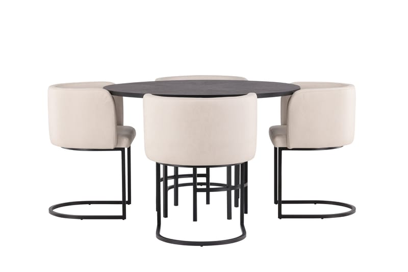 Copenhagen Matgrupp 115 cm Rund med 4 Simrishman stolar - Beige - Möbler - Bord & matgrupp - Matgrupp