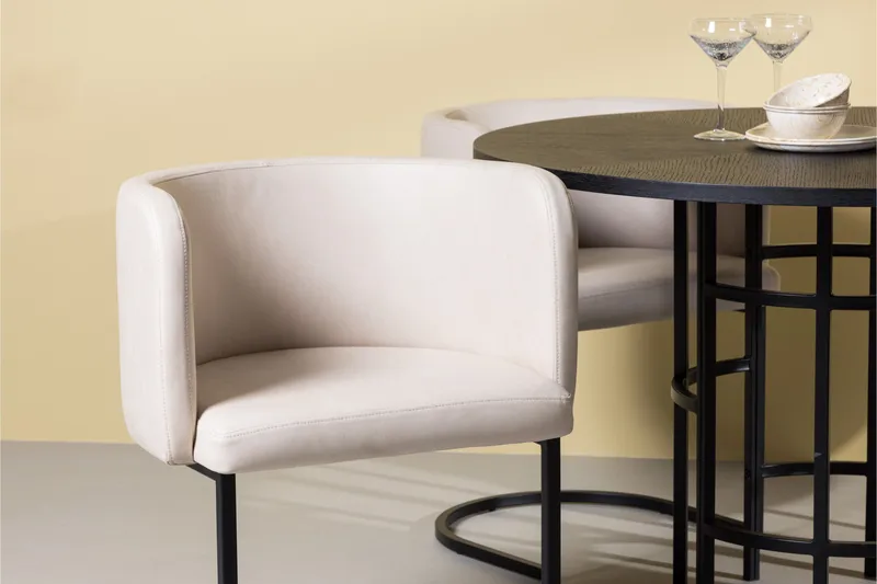 Copenhagen Matgrupp 115 cm Rund med 4 Simrishman stolar - Beige - Möbler - Bord & matgrupp - Matgrupp