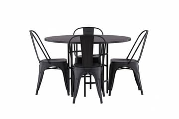 Copenhagen Matgrupp 115 cm Rund med 4 Tempe Stolar - Svart - Möbler - Bord & matgrupp - Matgrupp