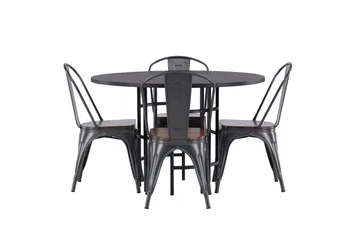 Copenhagen Matgrupp 115 cm Rund med 4 Tempe stolar - Svart - Möbler - Bord & matgrupp - Matgrupp