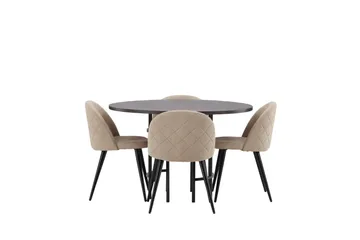 Copenhagen Matgrupp 115 cm Rund med 4 Velvet stolar - Beige - Möbler - Bord & matgrupp - Matgrupp