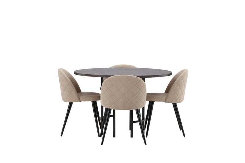 Copenhagen Matgrupp 115 cm Rund med 4 Velvet stolar - Beige - Möbler - Bord & matgrupp - Matgrupp