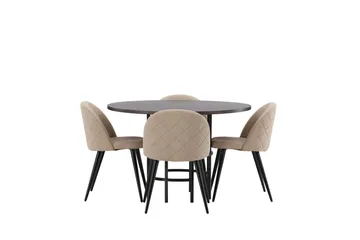 Copenhagen Matgrupp 115 cm Rund med 4 Velvet stolar - Beige - Möbler - Bord & matgrupp - Matgrupp