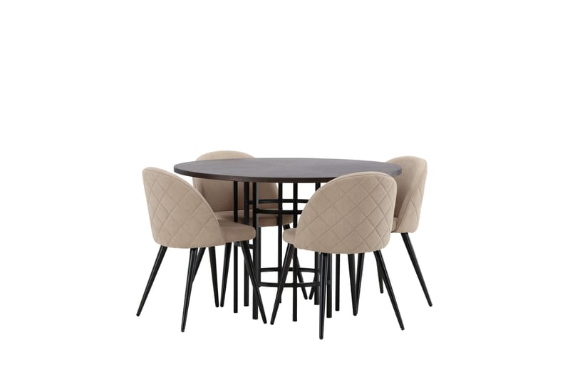 Copenhagen Matgrupp 115 cm Rund med 4 Velvet stolar - Beige - Möbler - Bord & matgrupp - Matgrupp
