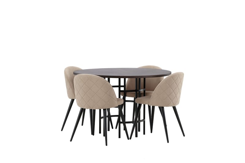 Copenhagen Matgrupp 115 cm Rund med 4 Velvet stolar - Beige - Möbler - Bord & matgrupp - Matgrupp