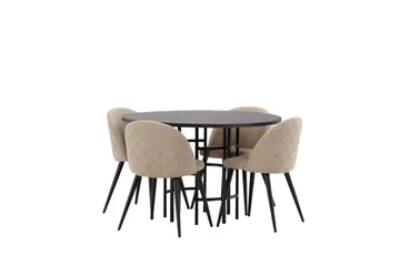 Copenhagen Matgrupp 115 cm Rund med 4 Velvet stolar - Beige - Möbler - Bord & matgrupp - Matgrupp