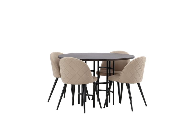 Copenhagen Matgrupp 115 cm Rund med 4 Velvet stolar - Beige - Möbler - Bord & matgrupp - Matgrupp