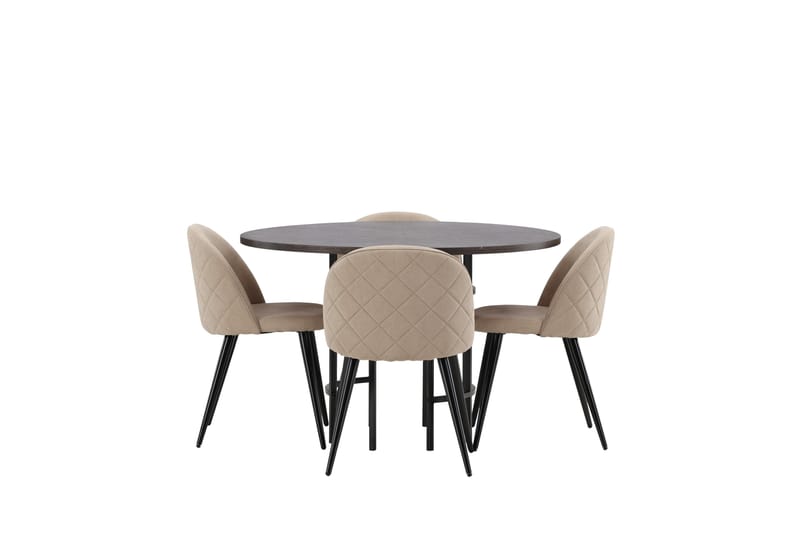 Copenhagen Matgrupp 115 cm Rund med 4 Velvet stolar - Beige - Möbler - Bord & matgrupp - Matgrupp