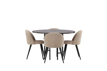 Copenhagen Matgrupp 115 cm Rund med 4 Velvet stolar - Beige - Möbler - Bord & matgrupp - Matgrupp