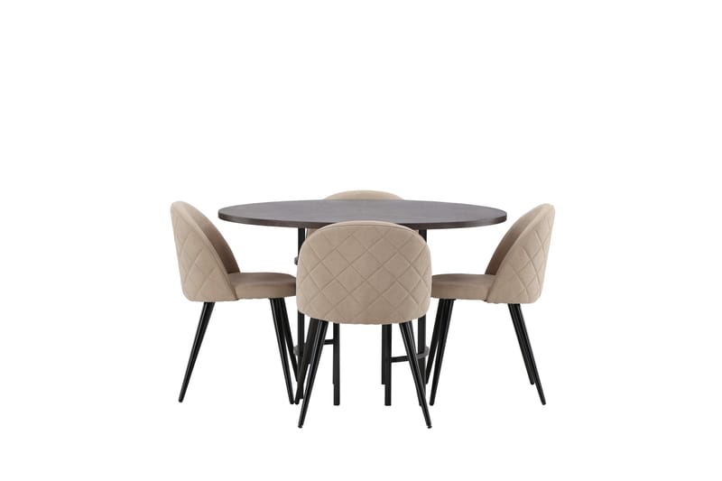 Copenhagen Matgrupp 115 cm Rund med 4 Velvet stolar - Beige - Möbler - Bord & matgrupp - Matgrupp