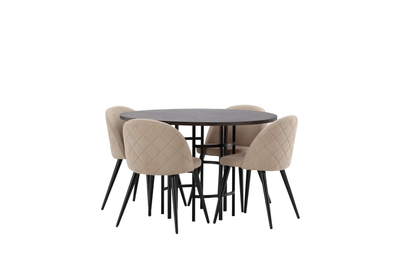 Copenhagen Matgrupp 115 cm Rund med 4 Velvet stolar - Beige - Möbler - Bord & matgrupp - Matgrupp