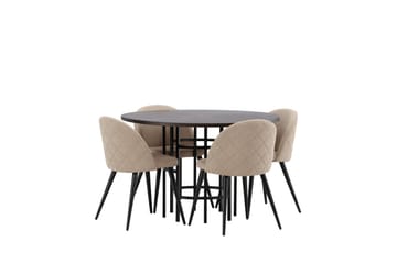 Copenhagen Matgrupp 115 cm Rund med 4 Velvet stolar - Beige - Möbler - Bord & matgrupp - Matgrupp