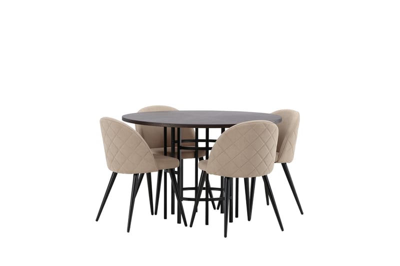 Copenhagen Matgrupp 115 cm Rund med 4 Velvet stolar - Beige - Möbler - Bord & matgrupp - Matgrupp