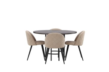 Copenhagen Matgrupp 115 cm Rund med 4 Velvet stolar - Beige - Möbler - Bord & matgrupp - Matgrupp