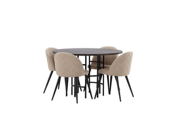 Copenhagen Matgrupp 115 cm Rund med 4 Velvet stolar - Beige - Möbler - Bord & matgrupp - Matgrupp