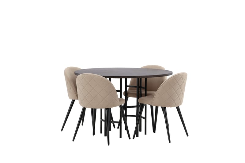 Copenhagen Matgrupp 115 cm Rund med 4 Velvet stolar - Beige - Möbler - Bord & matgrupp - Matgrupp