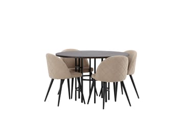 Copenhagen Matgrupp 115 cm Rund med 4 Velvet stolar - Beige - Möbler - Bord & matgrupp - Matgrupp