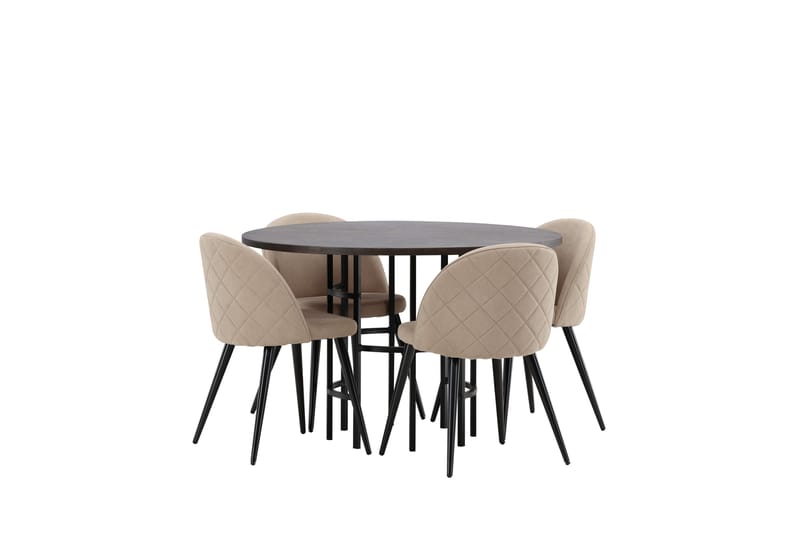 Copenhagen Matgrupp 115 cm Rund med 4 Velvet stolar - Beige - Möbler - Bord & matgrupp - Matgrupp