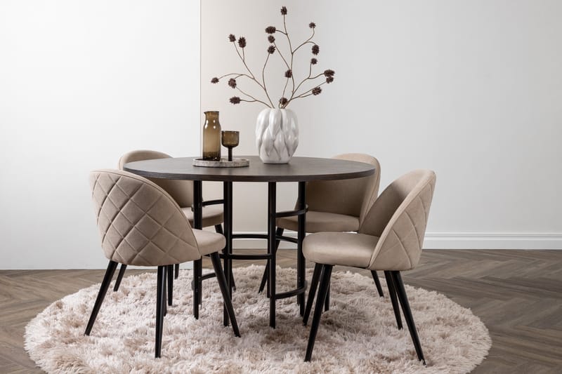 Copenhagen Matgrupp 115 cm Rund med 4 Velvet stolar - Beige - Möbler - Bord & matgrupp - Matgrupp