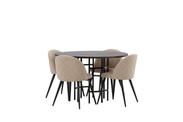 Copenhagen Matgrupp 115 cm Rund med 4 Velvet stolar - Beige - Möbler - Bord & matgrupp - Matgrupp