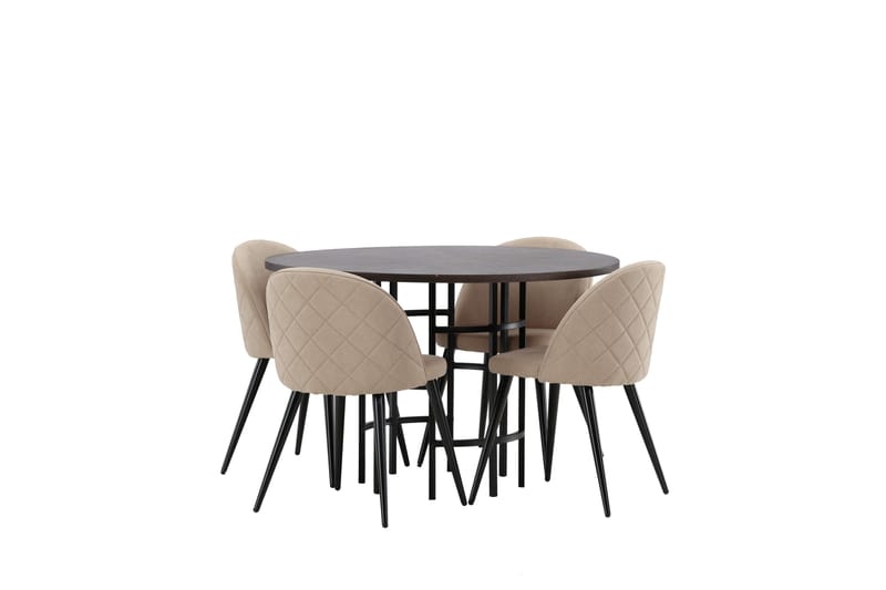Copenhagen Matgrupp 115 cm Rund med 4 Velvet stolar - Beige - Möbler - Bord & matgrupp - Matgrupp